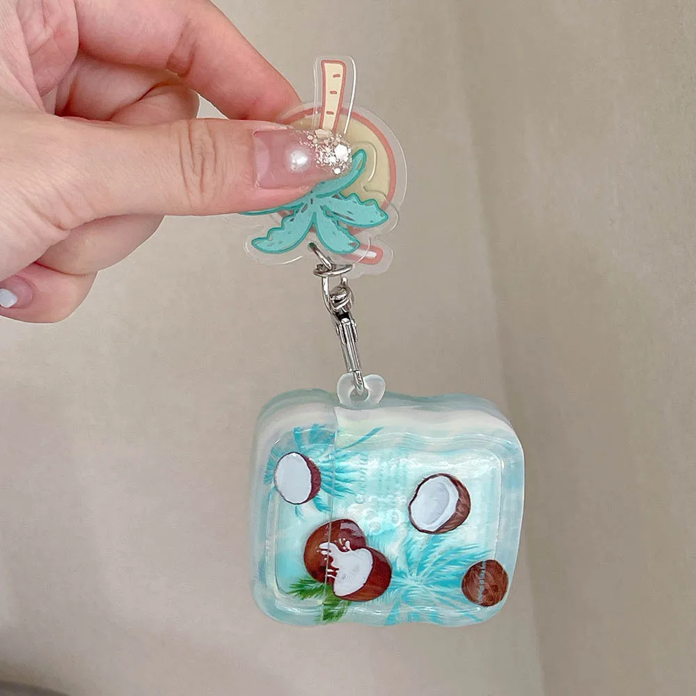 Чехол для Airpods Pro 2, INS, летний чехол из свежего кокосовой пальмы для Airpods 1, 2, 3, защитные аксессуары для наушников, чехлы с подвеской