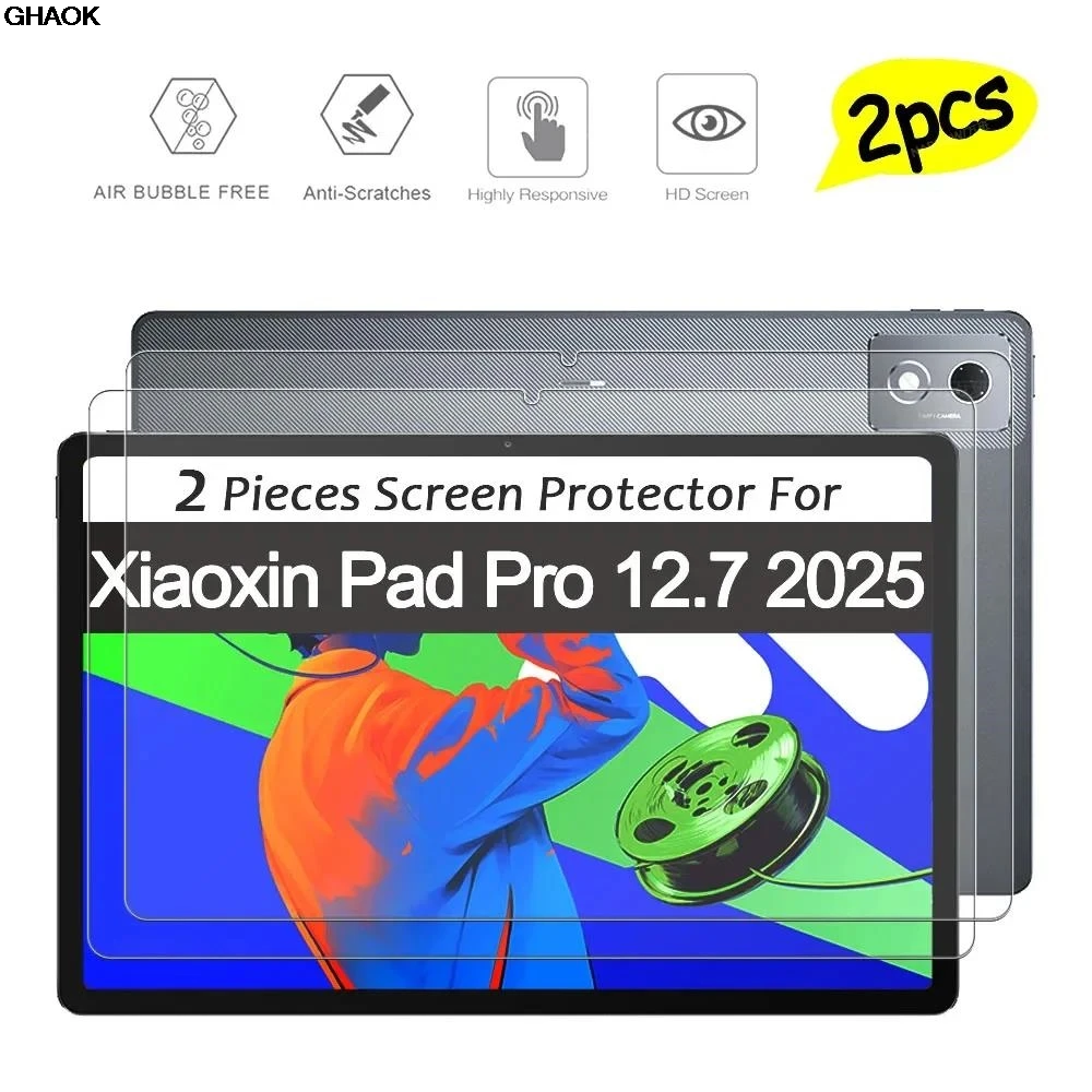 2 Pieces HD Scratch Proof Screen Protector Tempered Glass For Lenovo Xiaoxin Pad Pro 12.7 2025 Tablet Oil-Coating Hard Film