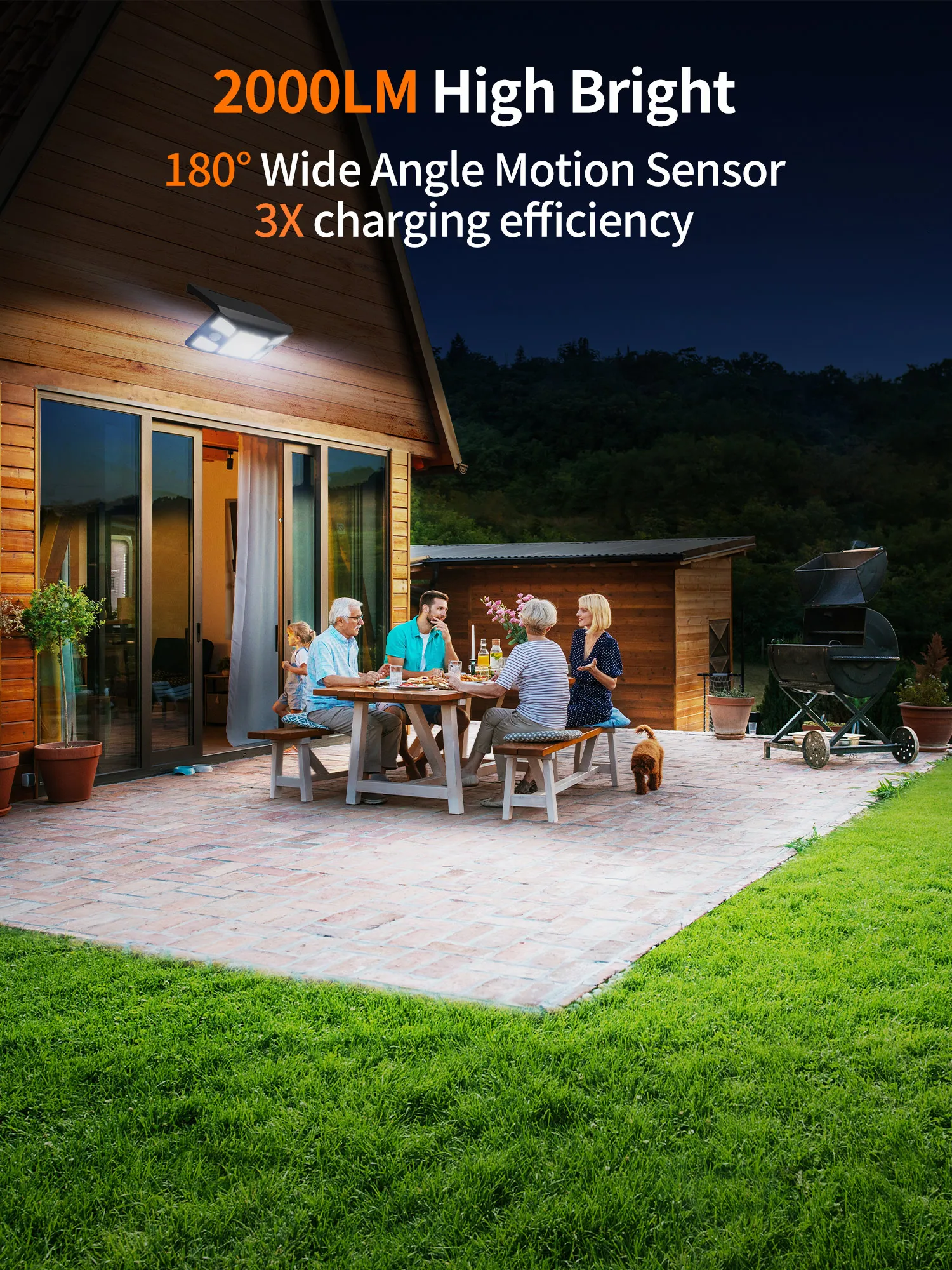 Intelamp – Top-Marke, lange Akkulaufzeit, 8000 mAh, hohe Leuchtkraft, Solar-LED-Leuchten für den Außenbereich, Flutlicht, Sicherheitsleuchte mit größerem Solarpanel, zwei Bewegungssensoren, erkennt größere und längere Bereiche, ideal für Straßen, Gärten, Wege und Höfe. – Detail 12
