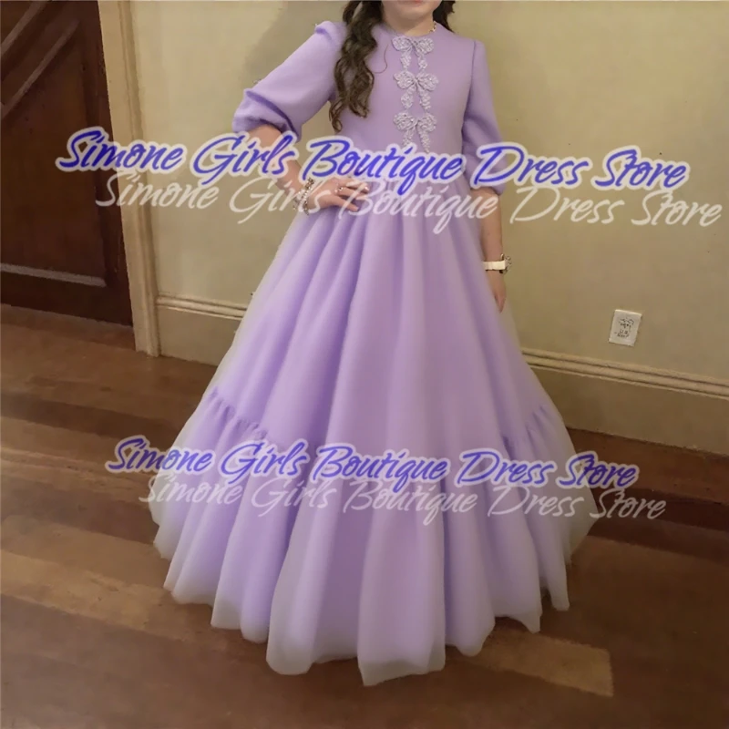 나비 다이아몬드 주름 공주 첫 성찬식 원피스 바닥 길이, 우아한 바닥 길이, 클래식 플라워 걸 가운, 맞춤형