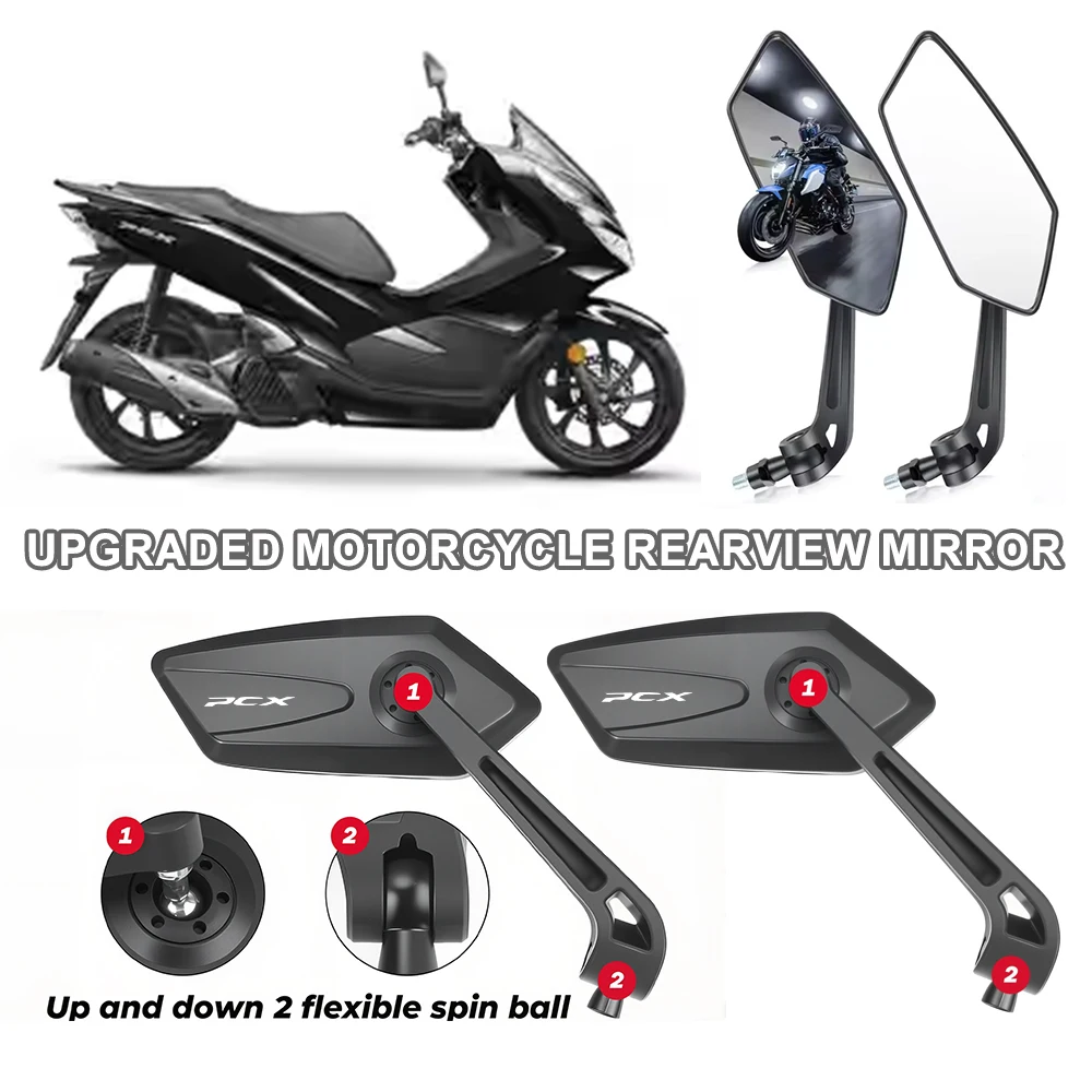 Motorcycle Mirrors Left Right Abs 360° Rotation 18-32mm Bar For Honda PCX160 PCX125 PCX150 PCX ADV150 ADV350