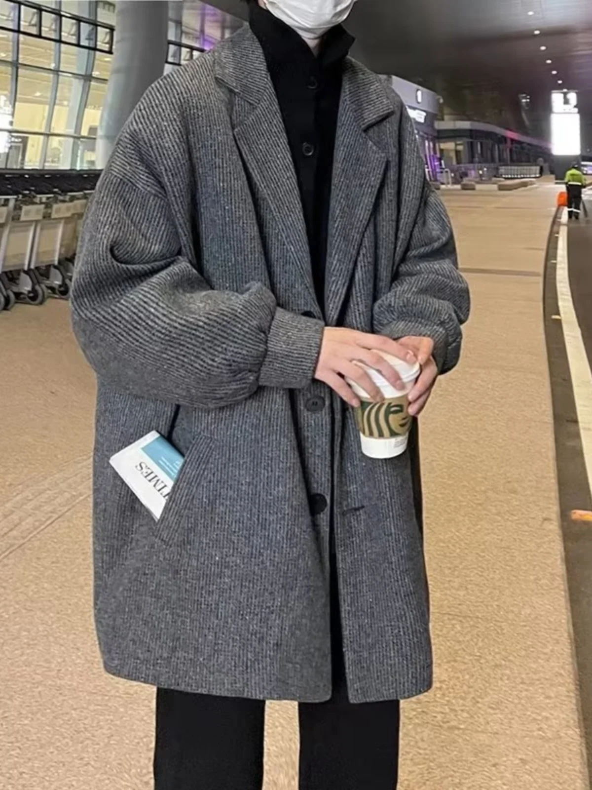 

Пальто из шерстяной смеси с поясом, оверсайз, мужское, в стиле сафари, с многофункциональными карманами, для активного отдыха, путешествий, отпуска, дышащее, утепленное, для пляжа