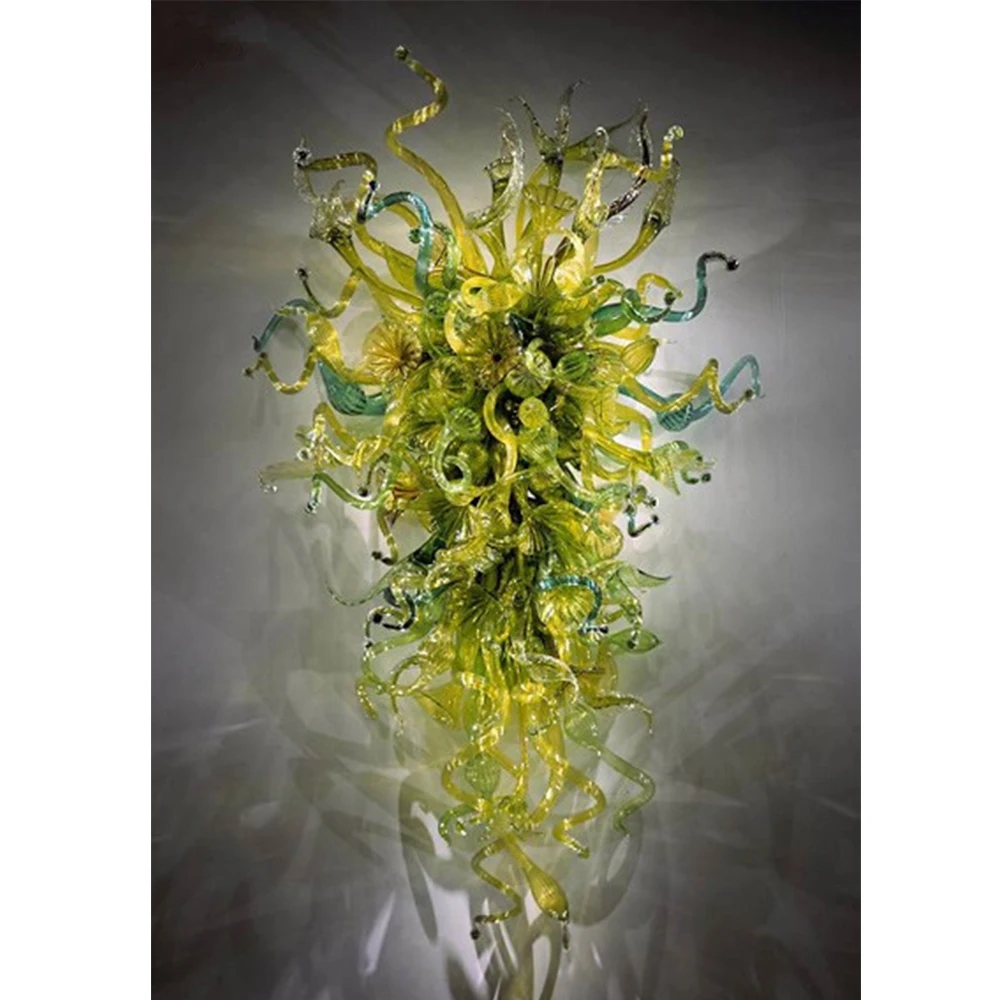 LRW053-Big Green Chihuly Style LED Light Handmade Blown Glass Wall Lamp