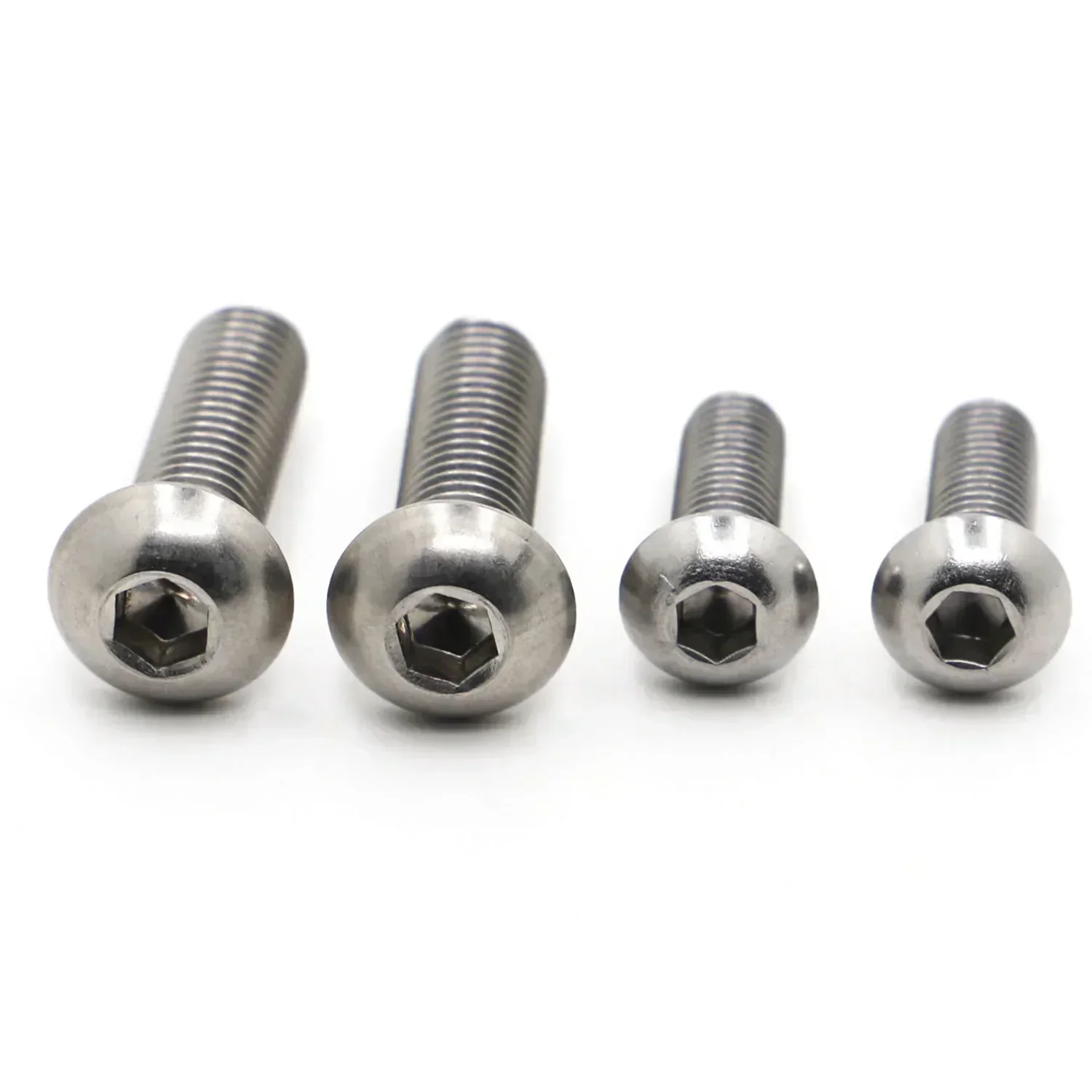 M1.6 M2 M2.5 M3 M4 M5 M6 M8 M10 304 Stainless Steel Screws Hex Socket Button Round Head Bolt Mechanical Screw ISO7380