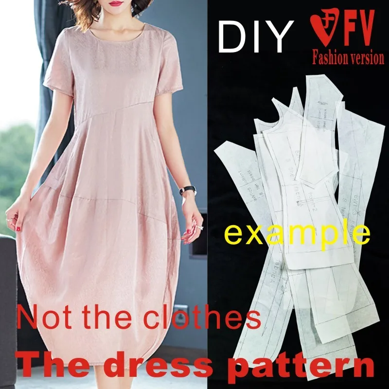 Cutting drawings dress female copper ammonia silk fabric lantern skirt clothing design pattern BLQ-445