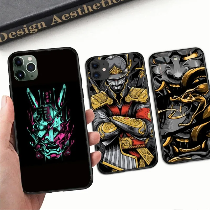 Ninja HANNYA Onimaru Phone Case for iPhone 14 13 12 11 XS X 8 7 6 Plus Mini Pro Max SE 2022 Black Soft Phone Cover Funda