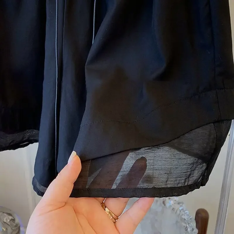 Pantaloni corti da donna larghi boxer neri trasparenti per la casa design classico abbigliamento di moda 2025 comodi pantaloncini economici eleganti XL per le donne