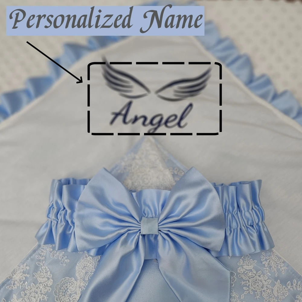 Manta de bebé personalizada, manta de bebé con volantes, manta de encaje para niña, regalo personalizado bordado, fotografía de recién nacido Boho Pro