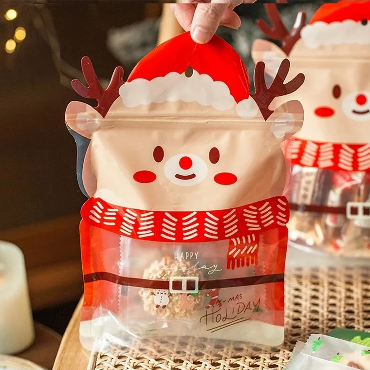 20/10PCS Weihnachten Geschenk Taschen Halloween Süßigkeiten Verpackung Für Kekse Cookies Schokolade Weihnachten Festival Party Wiederverwendbare Druckverschlussbeutel – Detail 9