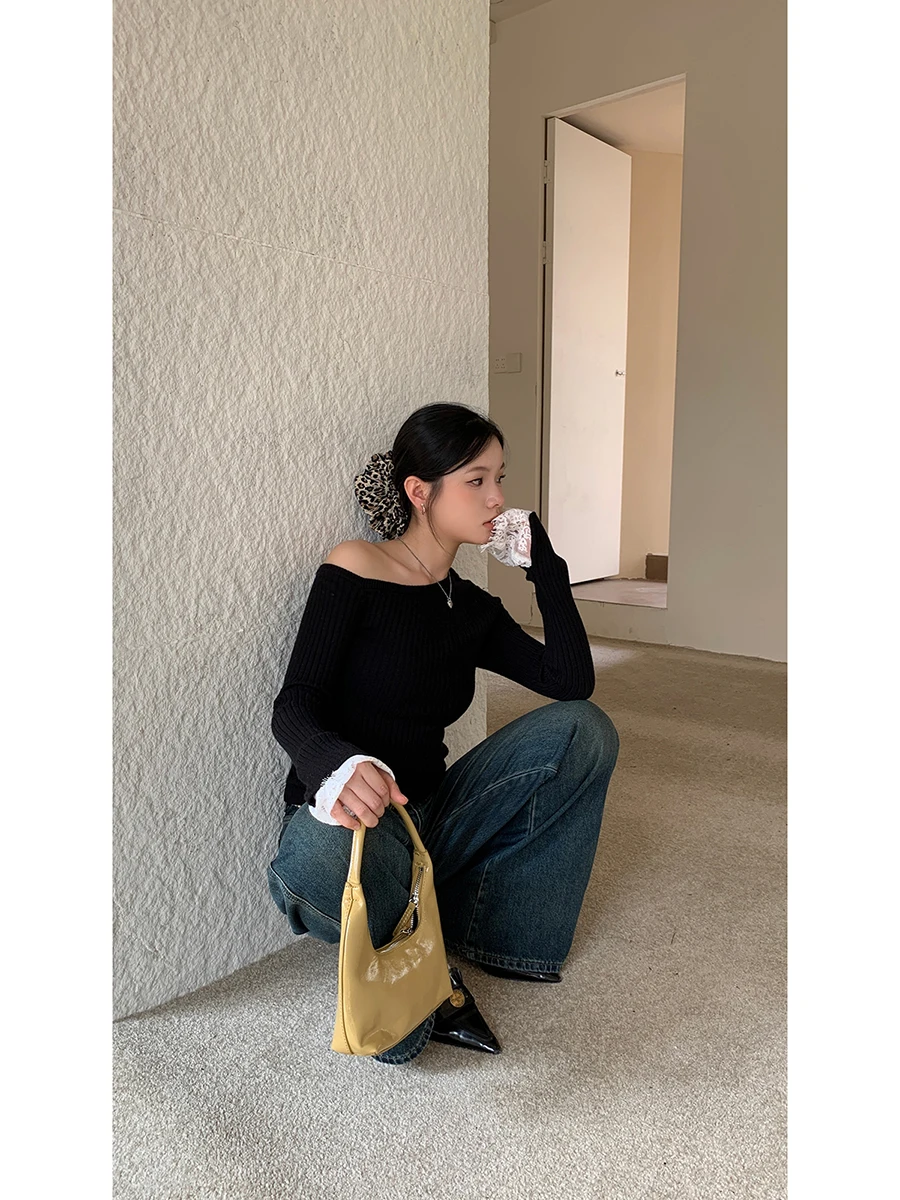 Bla Slim Fit Long Sve вязаный свитер женский весенне-осенний повседневный высококачественный свитер на голову G Red Person Gallery