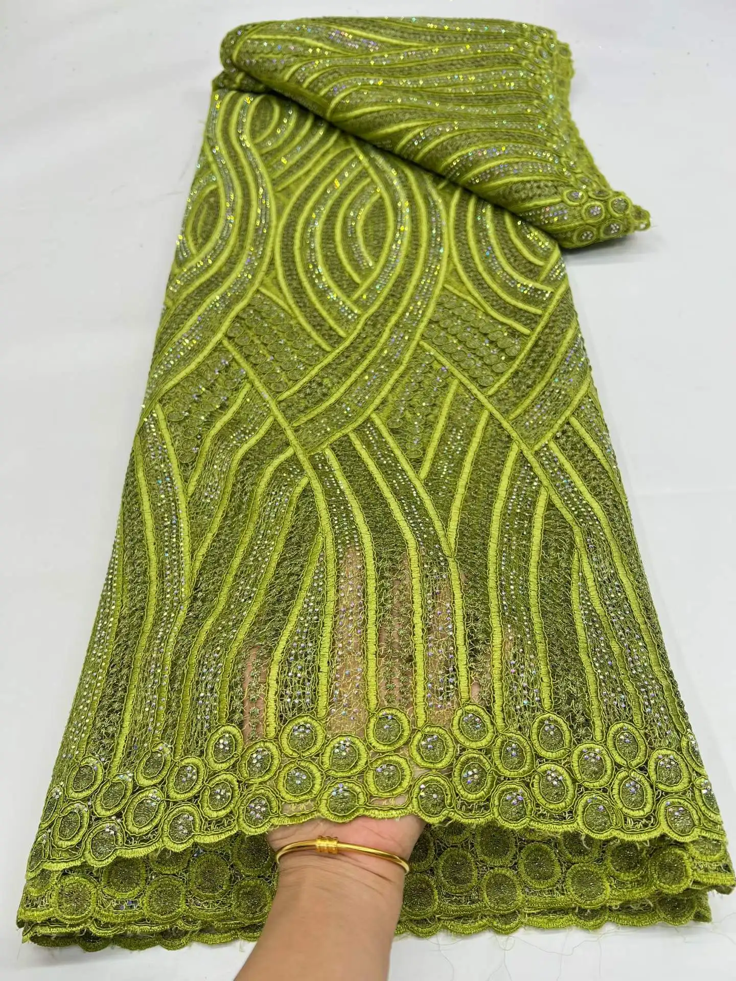 

Высококачественная африканская вышитая кружевная ткань с камнями, 5 ярдов, нигерийская шифоновая сетчатая кружевная ткань для вечерних женских нарядов