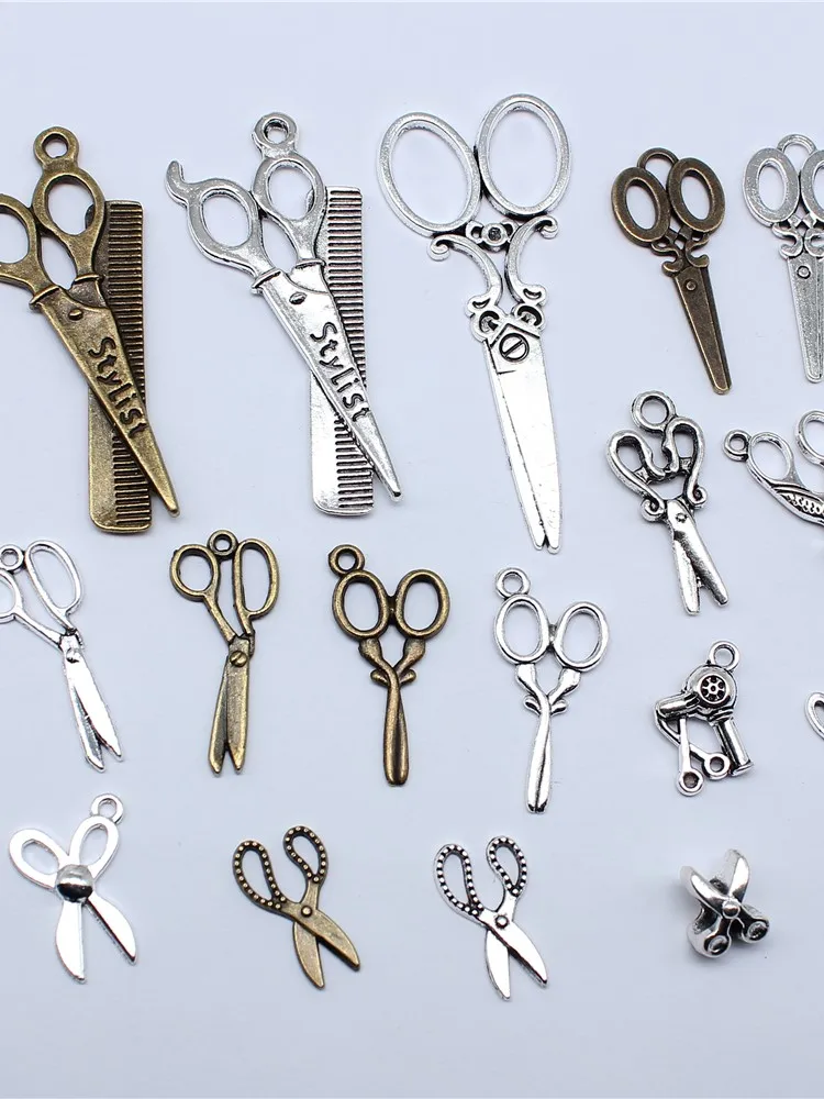 20 sztuk nożyczki Charms tybetański srebrny kolor wisiorki antyczne tworzenie biżuterii DIY Handmade Craft wisiorek — zdjęcie 2