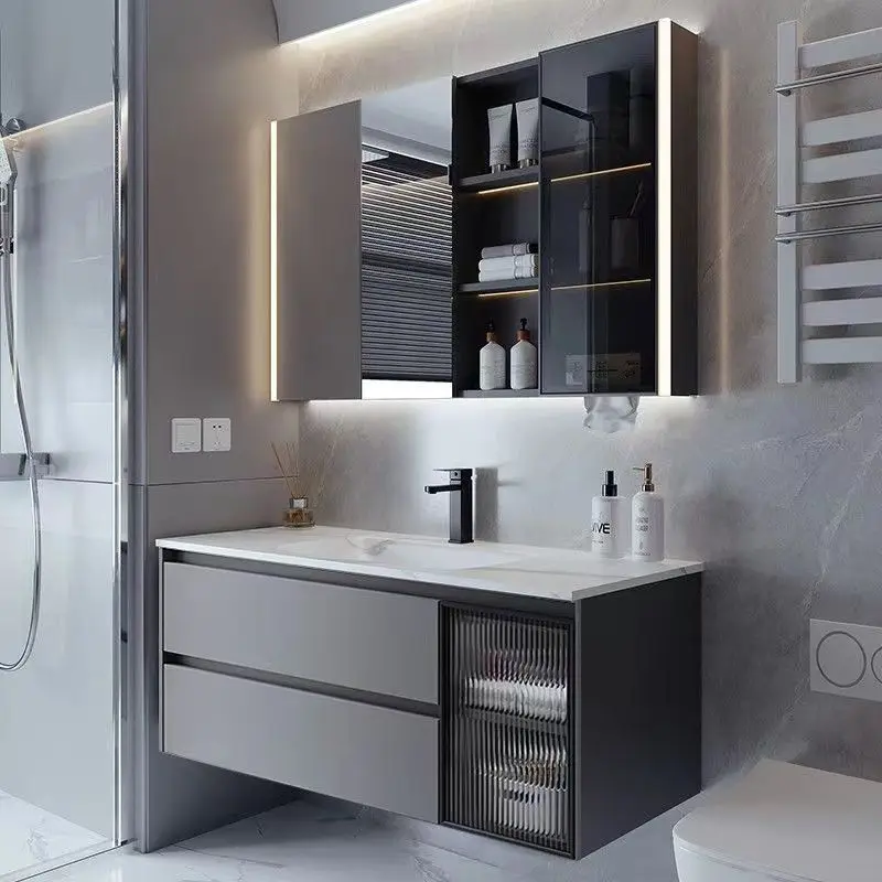 Washbasin cabinet, combination, new, modern, bathroom, slate