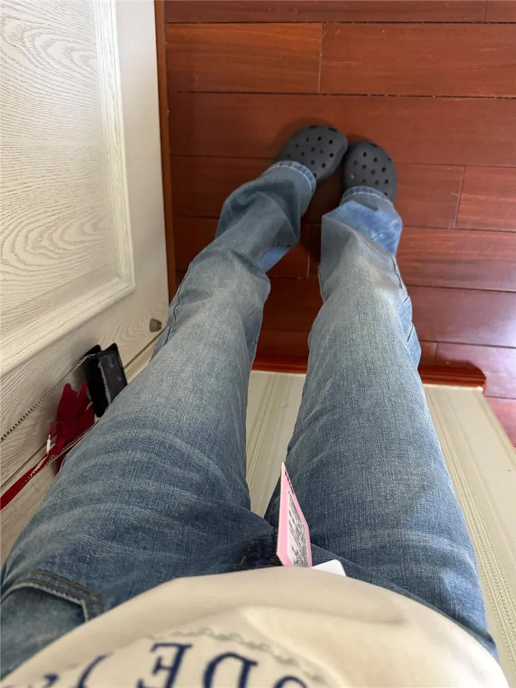 

American Style Claw Retro Blue Low Waist Flared Jeans Women's Spring Autumn Slimming Long Floor Length Pants
