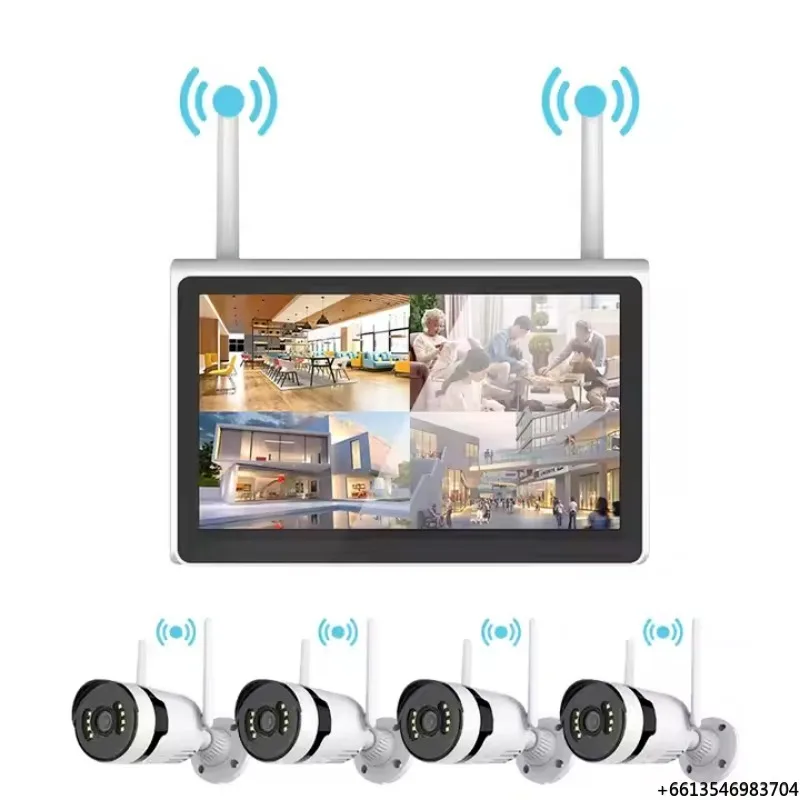 

10-inch IPS Screen Wireless IP Camera CCTV Security System 4 Channel Wifi NVR IR Night Vision for Indoor Home Warehouse 3MP 5MP