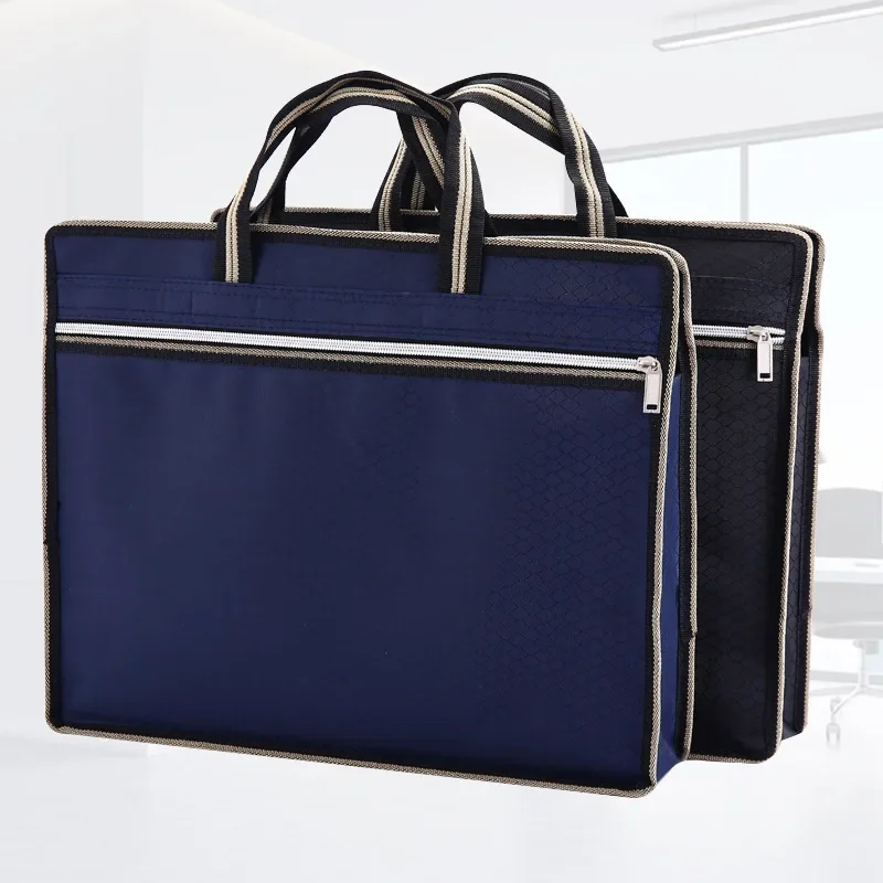 

Oxford Cloth Portable Document Bag Zipper Document Bag Business Briefcase Men's Data Waterproof Office Meeting Bag