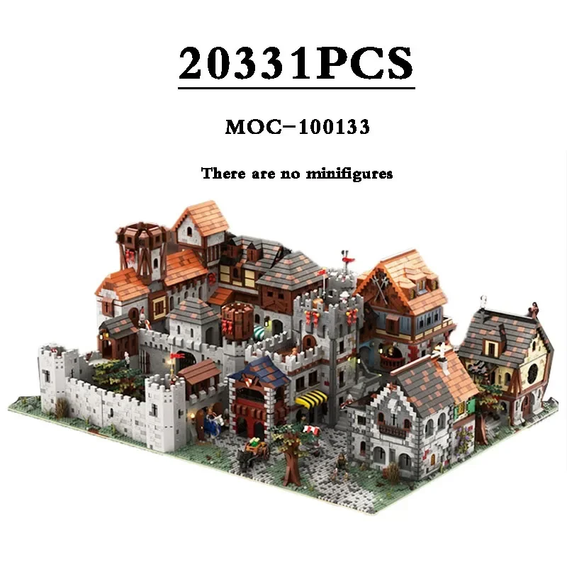 

MOC-100133 Medieval Royal Village Building Medieval Castle Building Blocks Assembly Model Adult Birthday Toys Gift Ornaments