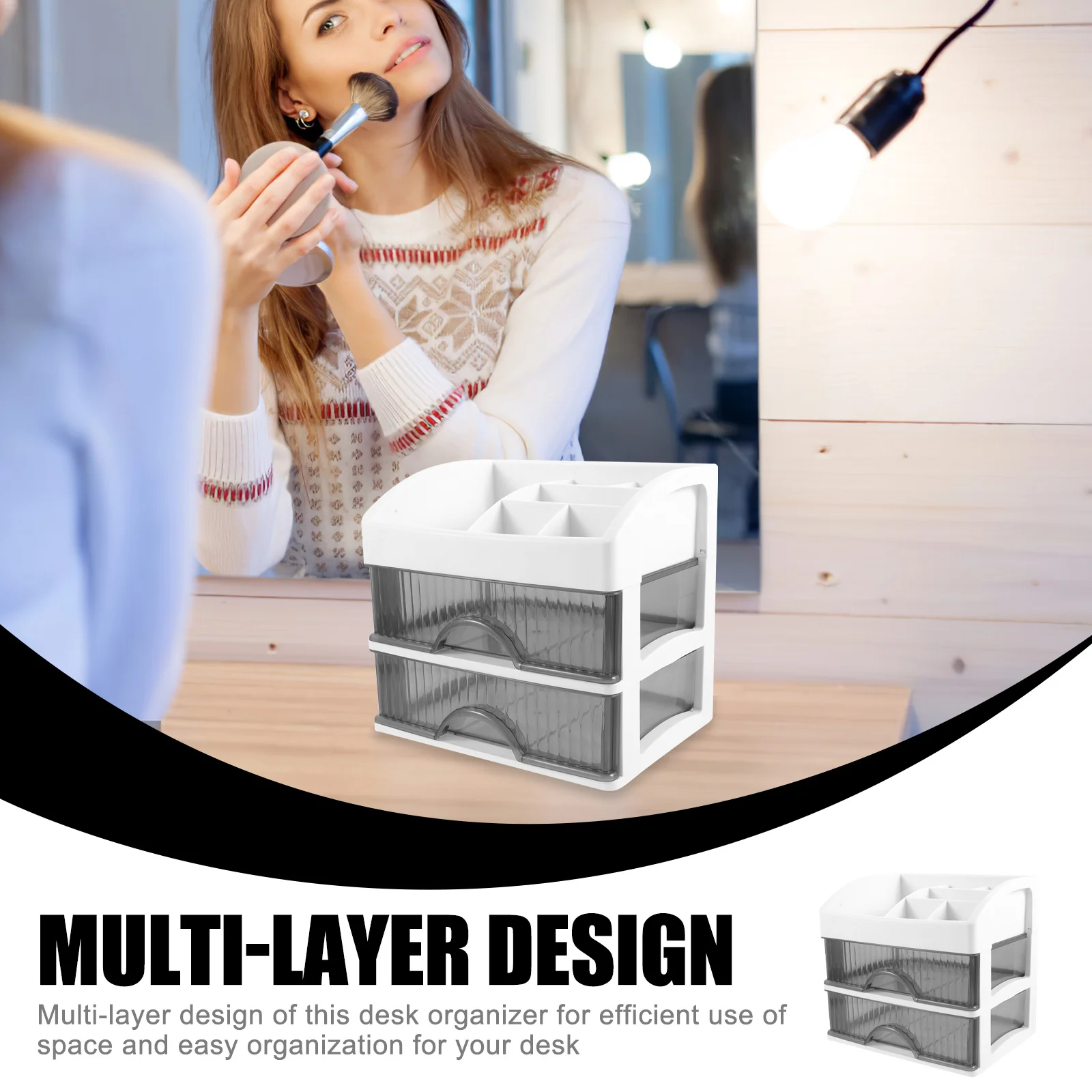 Plastic Desk Organizer Multi-Layer Storage Drawers Stationery Office Supplies Drawer Type Tabletop Organizer Box