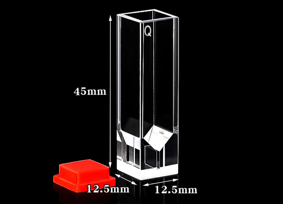 JGS1 Quarz-Mikrovolumen-Fluoreszenzküvette 50-680 µl Vierseitige Lichtdurchlässigkeit Labor-Spektroskopieküvette – Detail 13