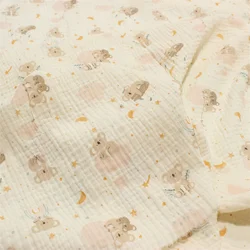 100x135cm lindo dibujo de Koala estampado doble gasa de algodón tela crepé por metros ropa de bebé tela señoras falda ropa de dormir tela