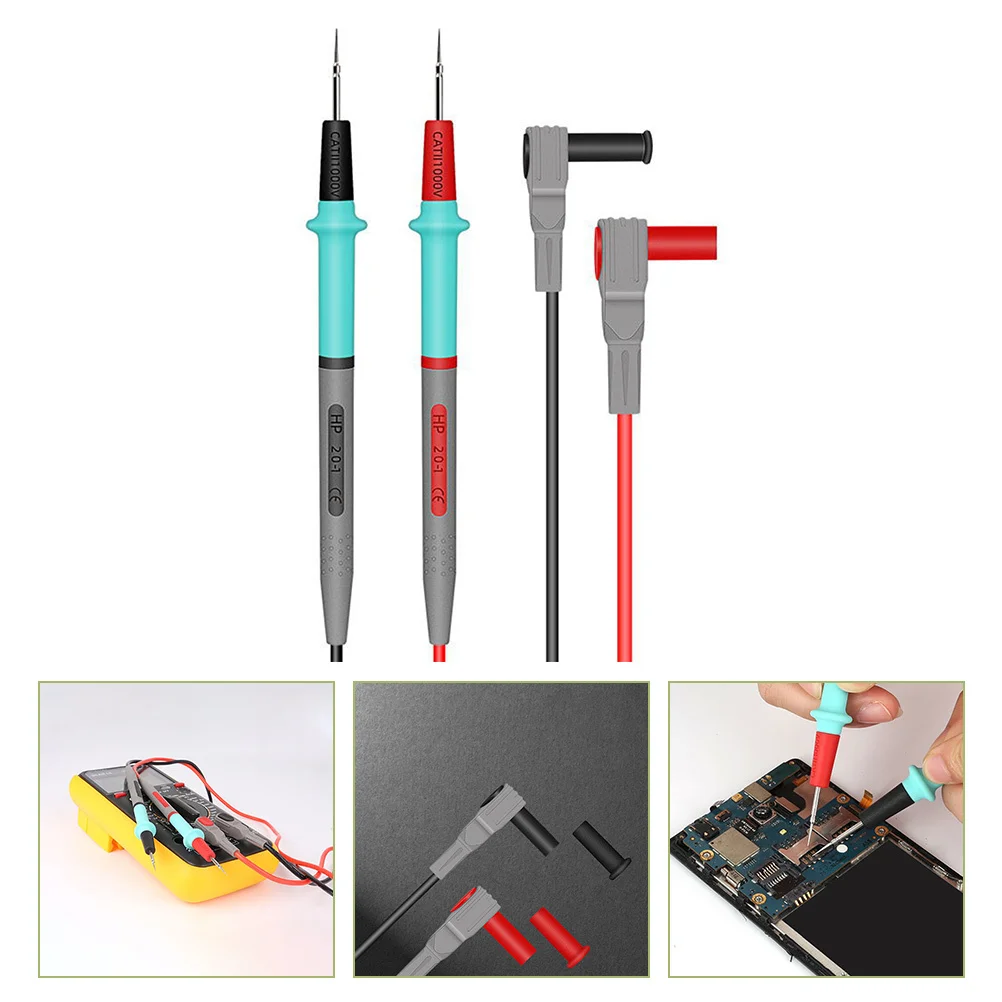 

1 Pair 1000V/20A Insulated Multimeter Test Leads Needle Tip Probe For Circuit Board Measurement High Voltage Resistant Nonslip