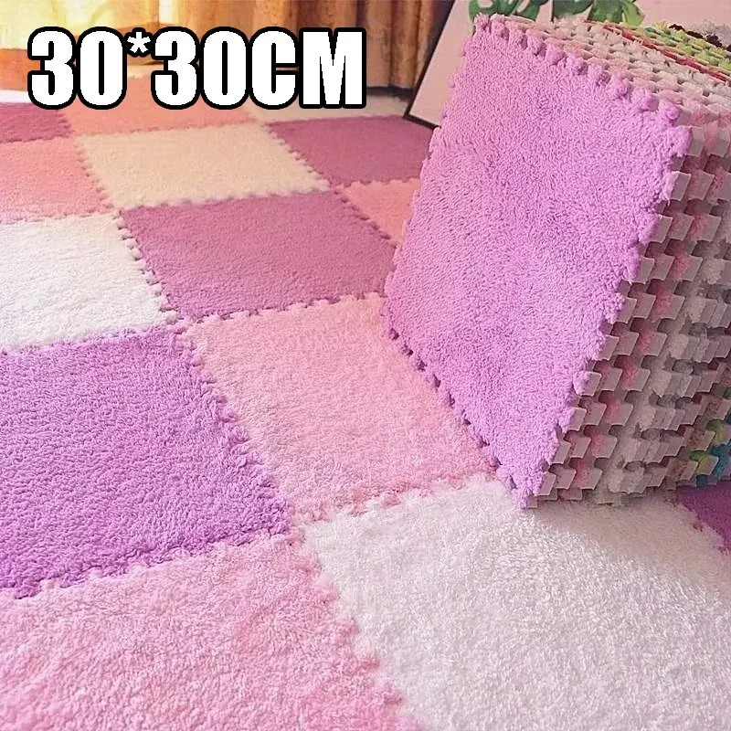 Fluffy Thick Eva Foam Soft Long Hair Shaggy Carpet and Rugs for Living Room Kids Play Foam Eva Velvet Baby Floor Puzzle Mat