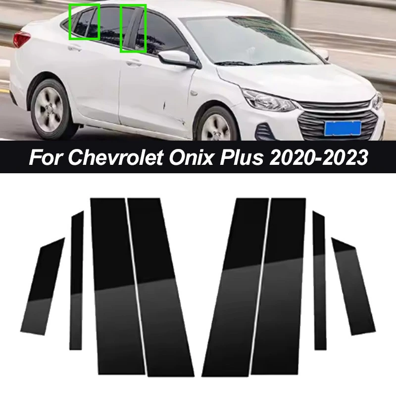 

8 шт. глянцевый черный для Chevrolet Onix Plus 2020 2021 2022 2023 автомобильные стойки, набор накладок на дверные окна, наклейки на колонку B C