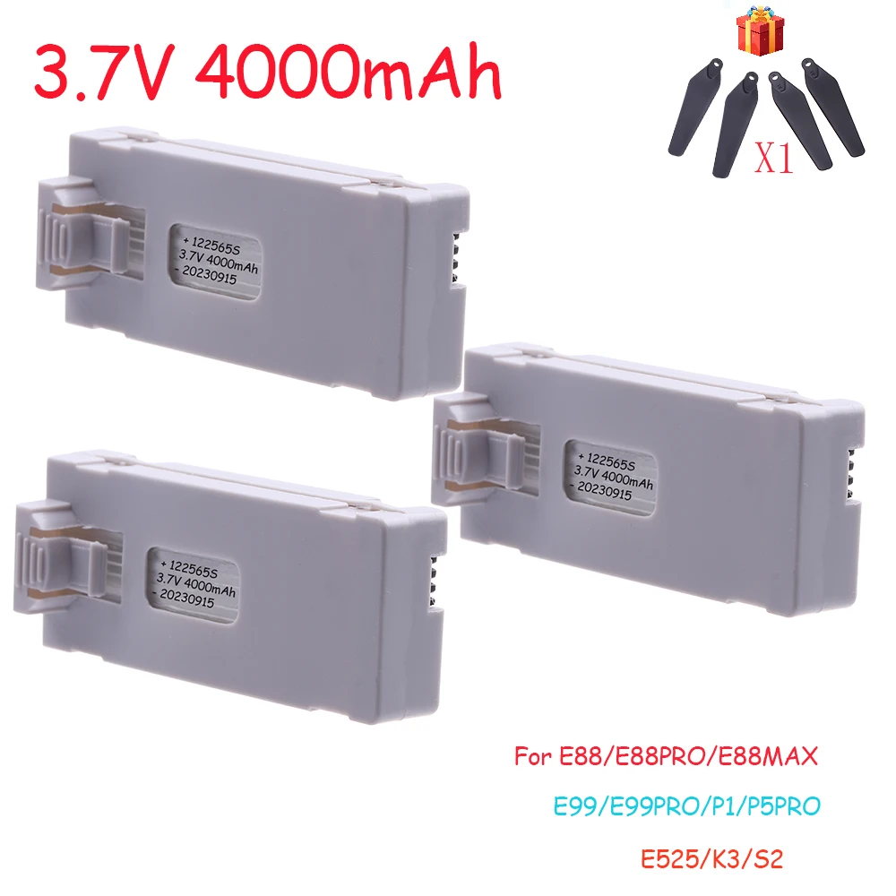 3.7V 4000Mah RC Drone accessorio batteria per E88 E88PRO E99 P1 K3 Ls-E525 E525PRO Mini Uav Drone batteria batteria speciale parti Rc