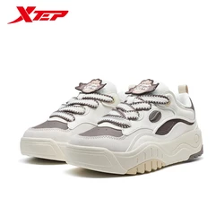 Xtep Mocha Cocoa Skateboarding Shoes For Women 2024 Autumn Comfortable Skate Shoes Stability Street Style Sneakers 876318310021