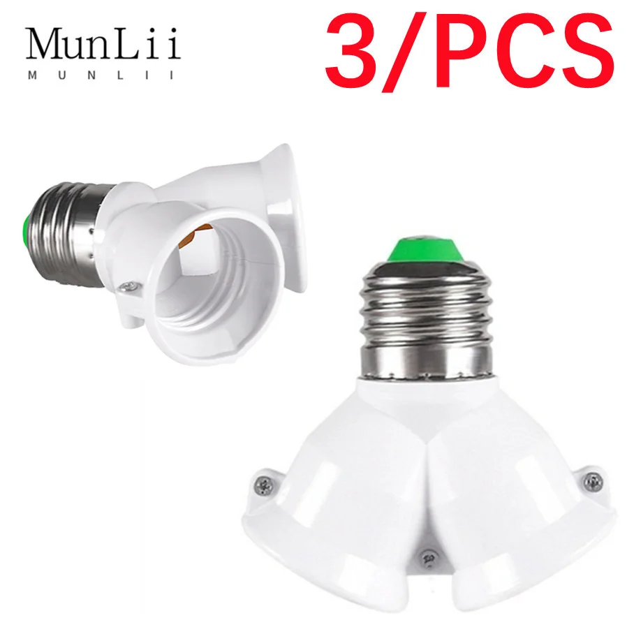 Adaptador de base de bombilla de lámpara, convertidor de 3 piezas E27 a 2 E27, 2E27, 265V, 2A, LED en forma de Y, toma de conversión