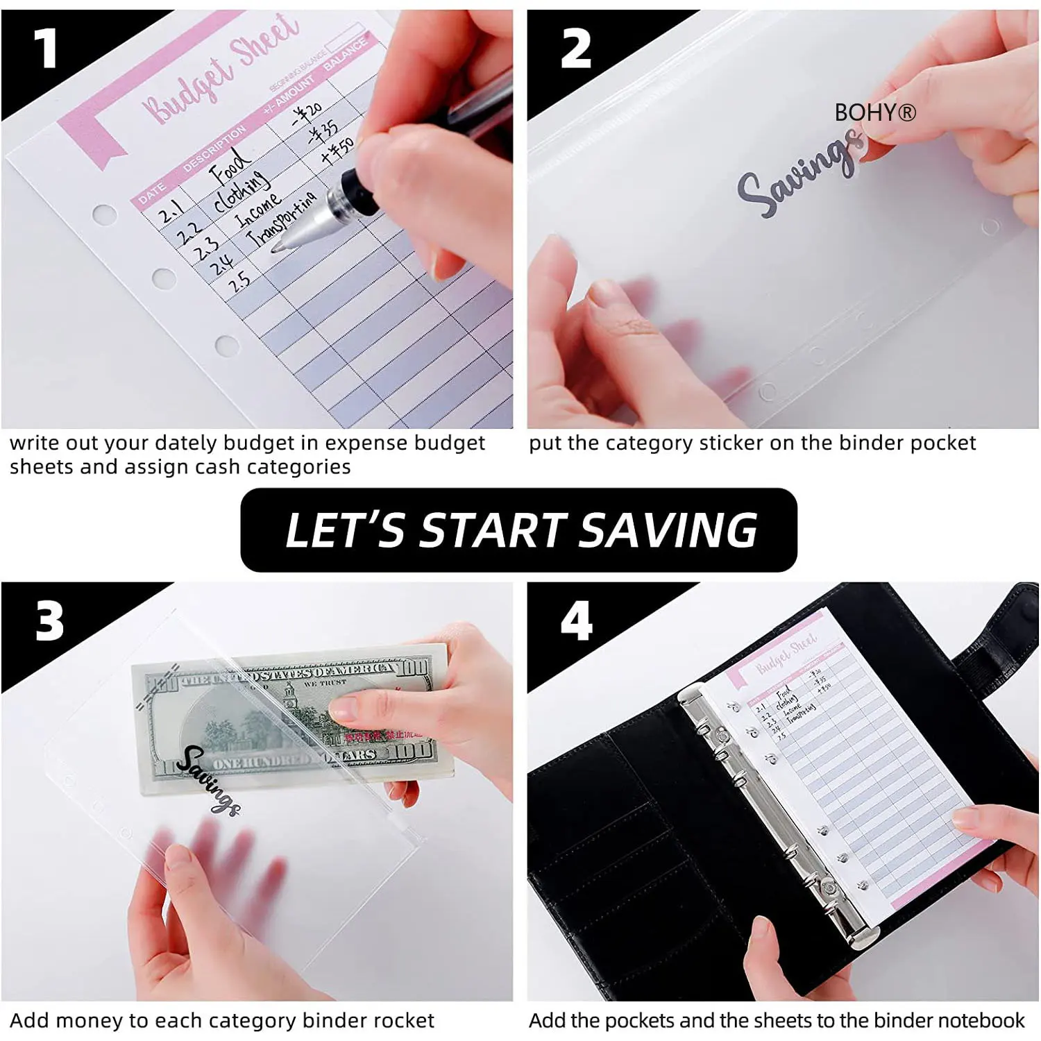 Budget Planner 2023 Cash Envelope Savings Money 6 Holes Binder for Financial Management A6 Loose-leaf Notebook Binder Housing