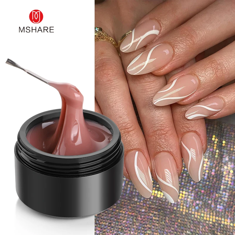 MSHARE 50ml Baby Pink Builder Nails Gel Hema Tpo Free Gel Nail Construction Self Leveling Gel for Nail Extension UV Led image 3