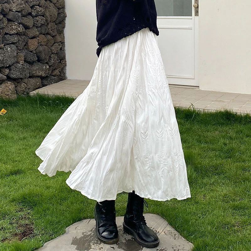 Gentle Wind Pleated Pleated Skirt in The Long A-shaped High Waist Skirt 2025 Spring Fashion Commuter Women's Dress