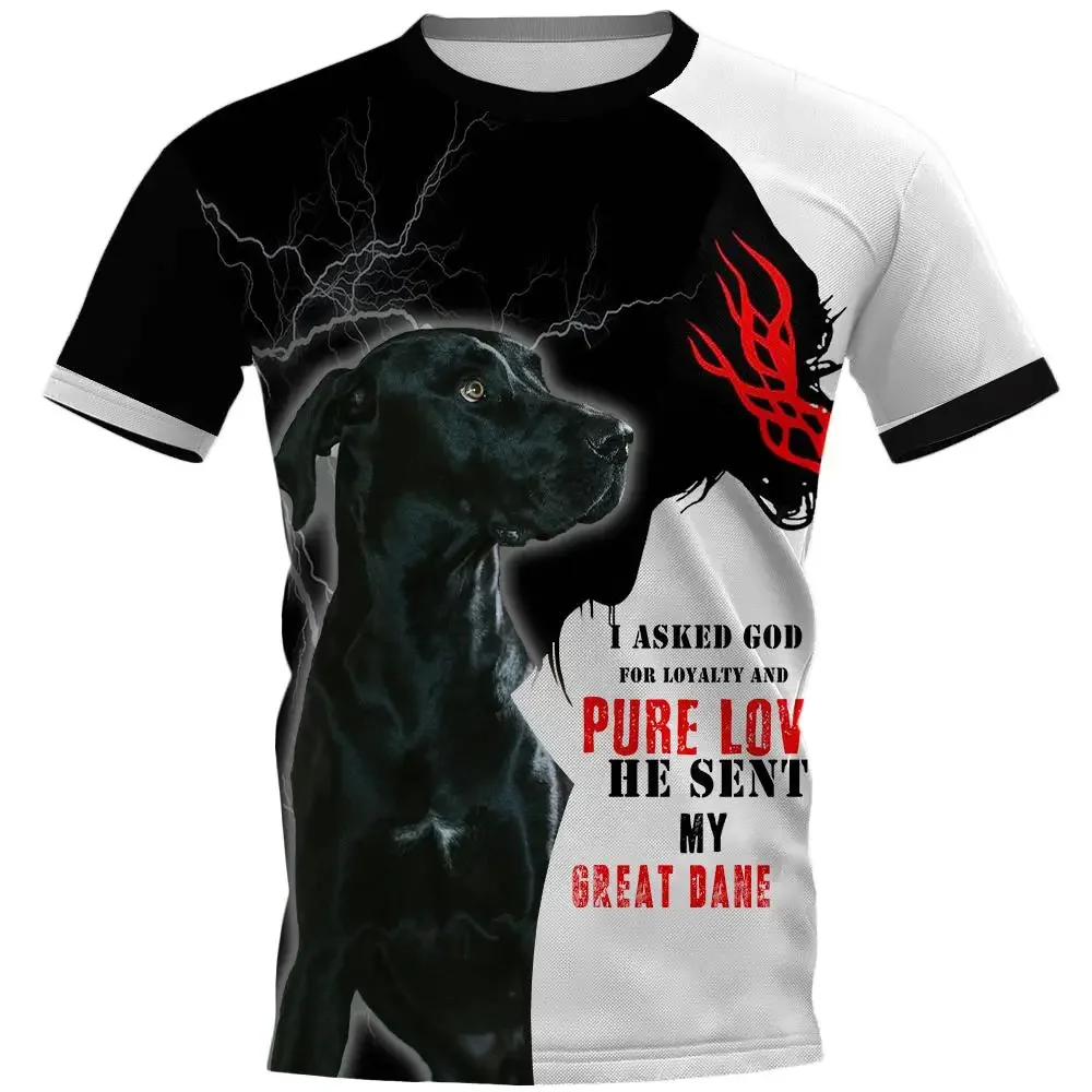 

HX Мужская футболка с животным догадом и 3D принтом собаки, черная футболка с молнией, одежда унисекс, топы с короткими рукавами, Прямая доставка