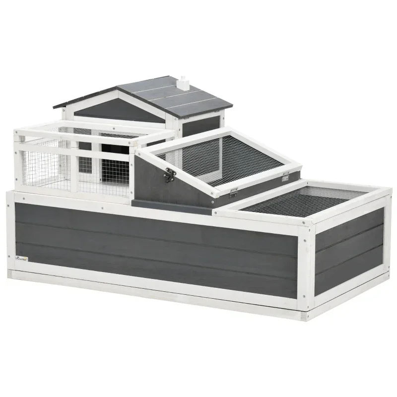 

House with Balcony, 2 Tiers Large Tortoise Habitat Indoor, Outdoor Reptile Cage with Ladder, Openable Roofs