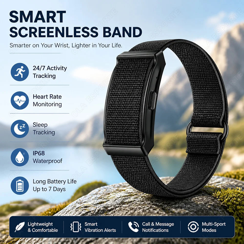 Smartwatch Multifunctional Screenless Fitness Wristband Health Monitor Call Alerts Multiple Languages Waterproof Bracelet Y28c
