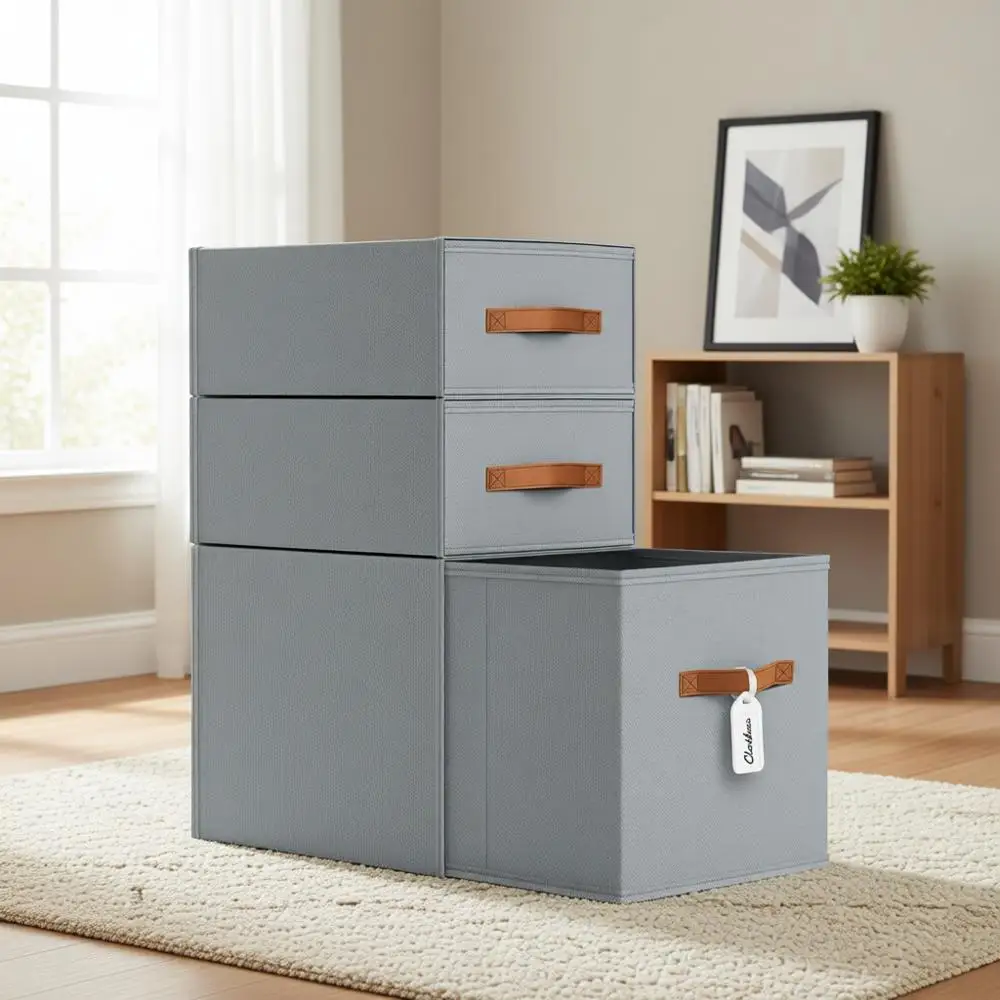 

Stackable Fabric Drawer Organizers for Clothes, Underwear, Sweaters - Collapsible Storage Bins for Wardrobe, Bedroom Shelves