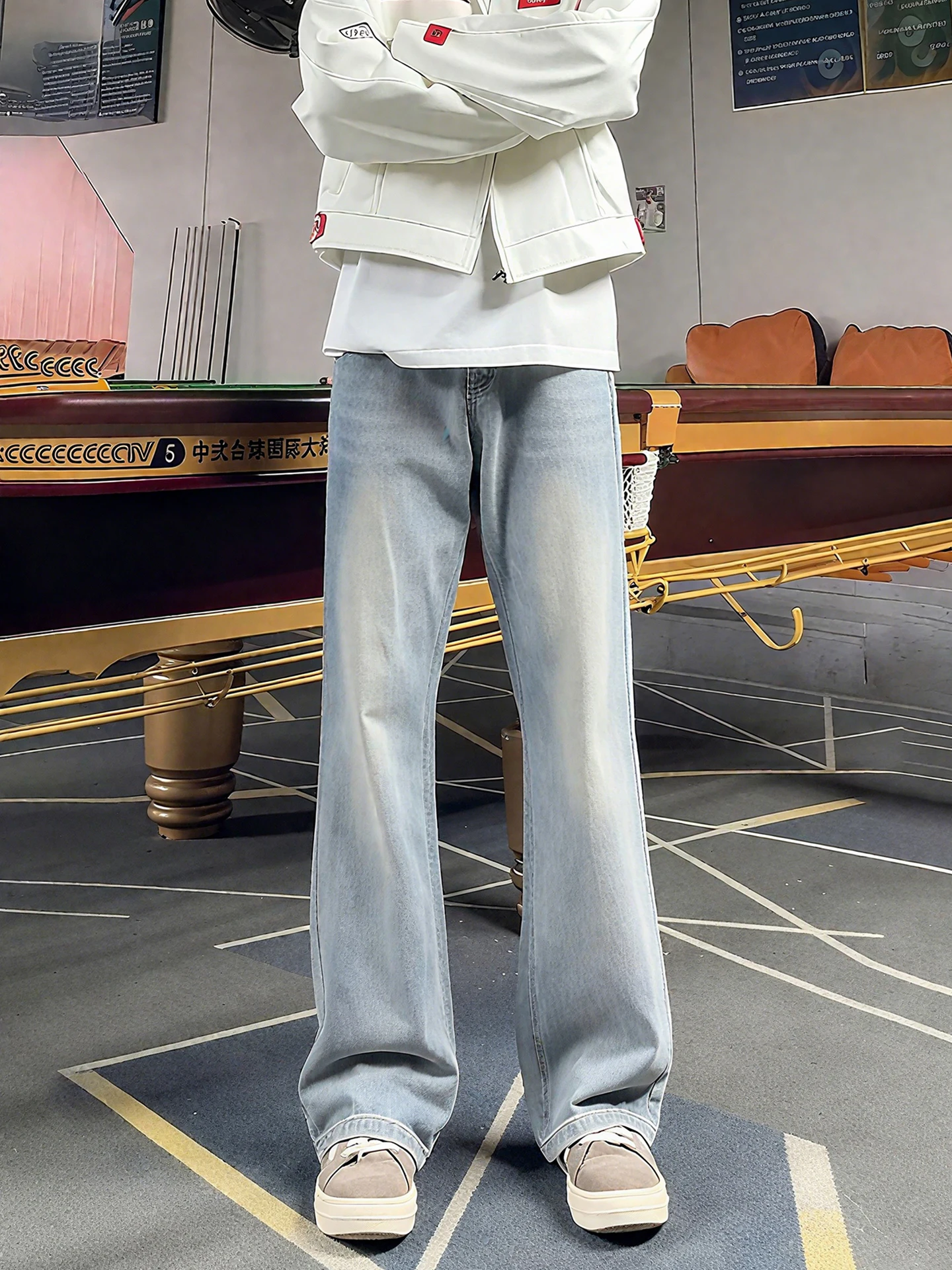 

Мужские джинсы Retro Blue Bell Bot с высокой талией, прямые, зауженные, длинные брюки в американском уличном стиле