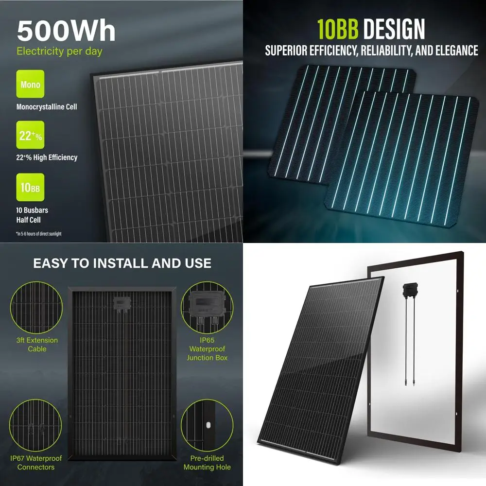 100W 12V High-Efficiency Monocrystalline Solar Panel for RV, Marine, and Off-Grid Applications