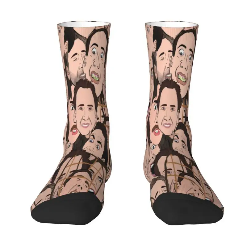 

Fun Printing Nicolas Cage All Over Socks for Women Men Stretch Summer Autumn Winter Funny Meme Crew Socks