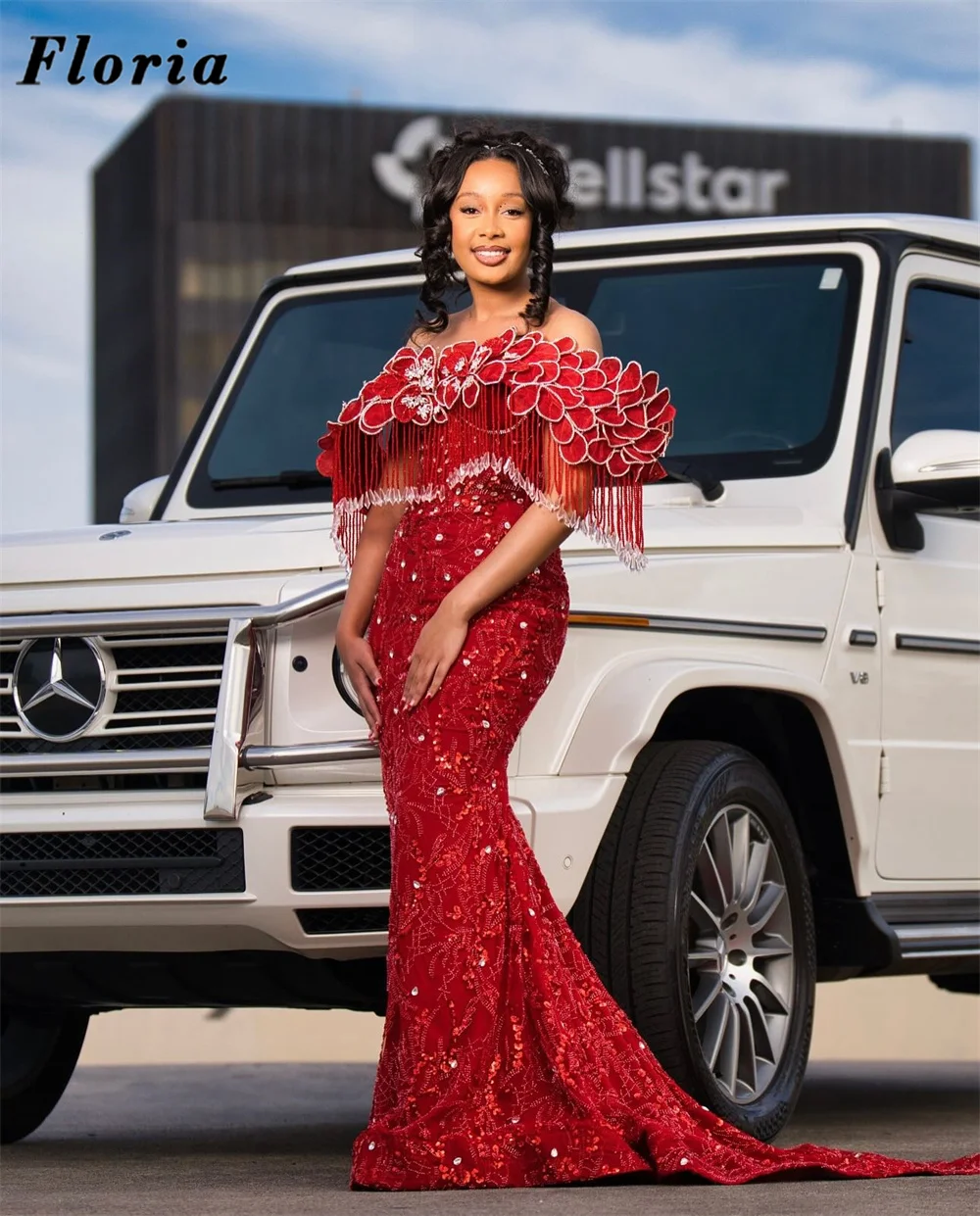

Nigeria Red Mermaid Prom Dresses Elegant 2026 Off Shoulder Beaded Evening Dress For Women Customized Tassel Wedding Party Gowns