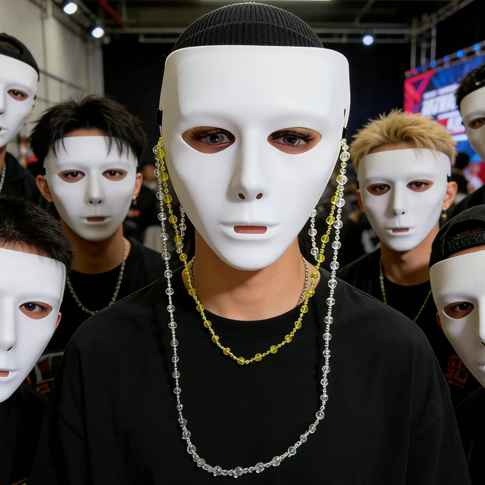 

Street Dance Masks Cosplay Men and Women Mechanical DJ Half Face Plastic Mask Halloween Carnival Dress Up Party Costume Props