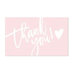 Pink coated paper thank you card business bag gift decoration 