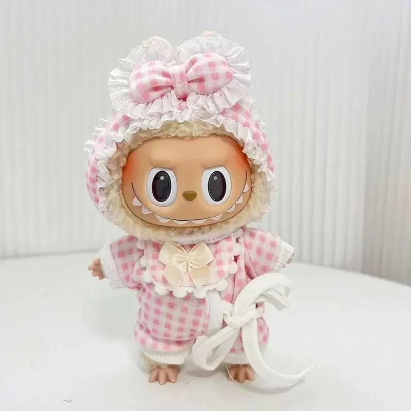 Labubu Bekleidungszubehör, geeignet für V1, V2, V3 Labubu Niedliche modische Mini-Plüsch-Pyjama-Sets, Geschenke, keine Puppe