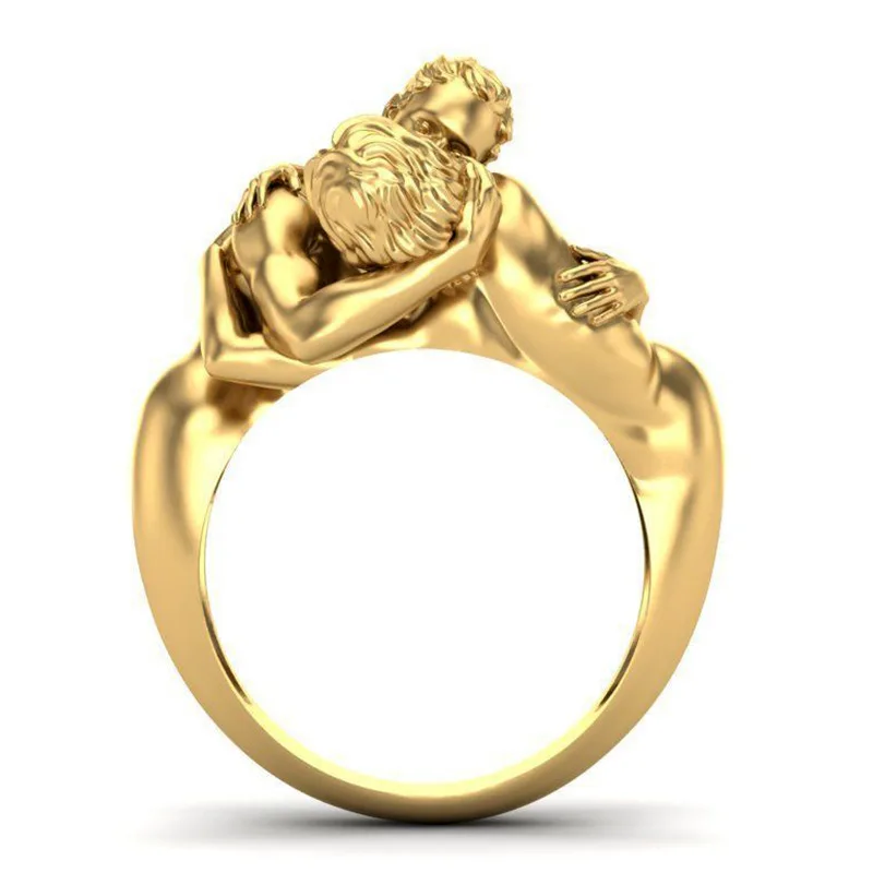 Charm Women Fashion Gold Color Adam and Eve Geometry Rings for Women Wedding Engagement Jewelry