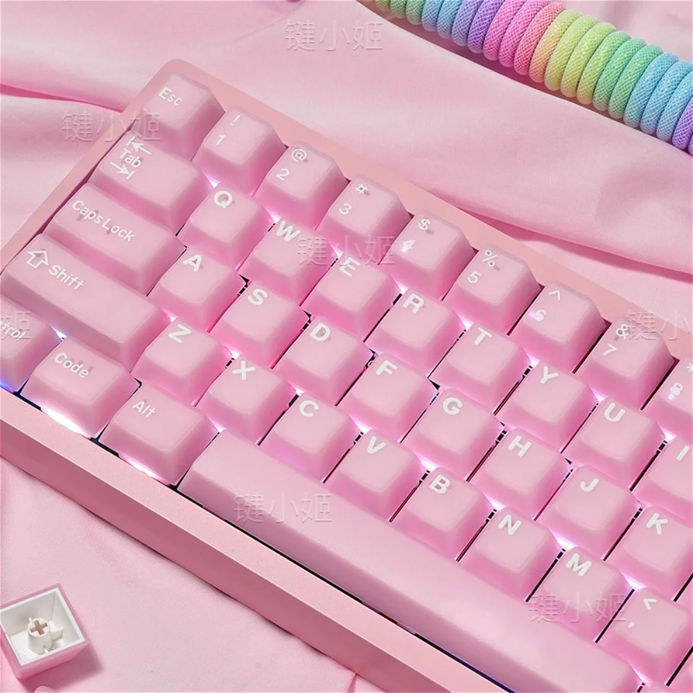 Pink Jade Keycap Set PBT 170 Key Cherry Pink Keyboard Cap Compatible with MX Switch 60/64/84/98/108 Mechanical Keyboard