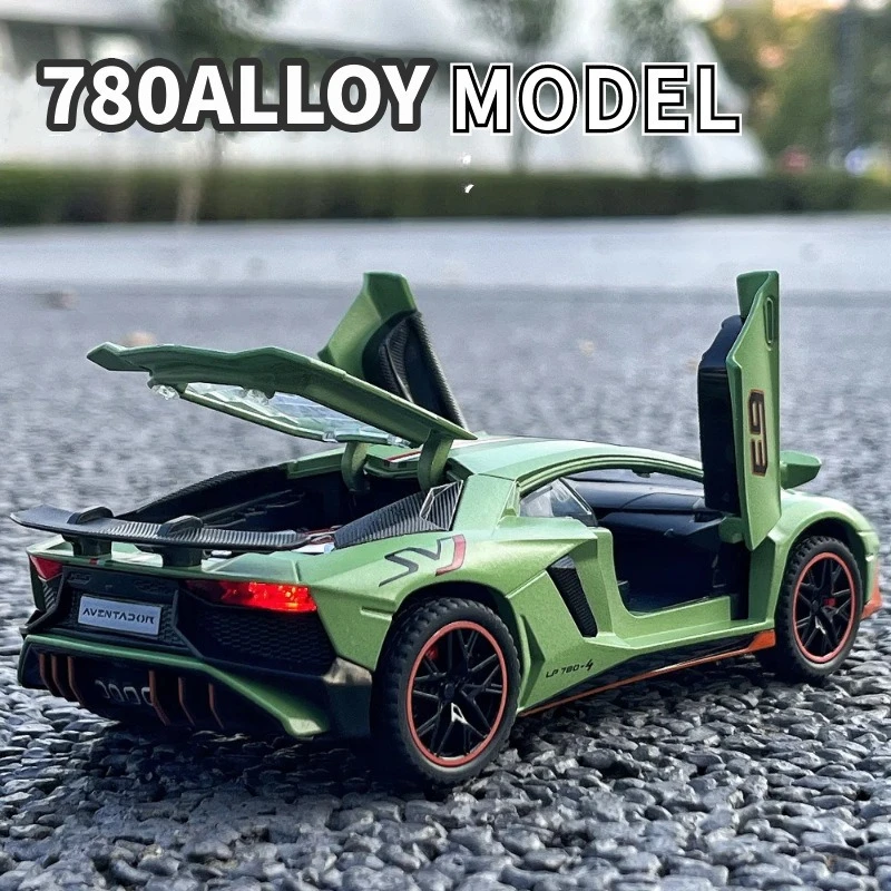 

1; 32 Lamborghini LP780 alloy car model, simulated sports car, for boys, children's toys, collectible figurine