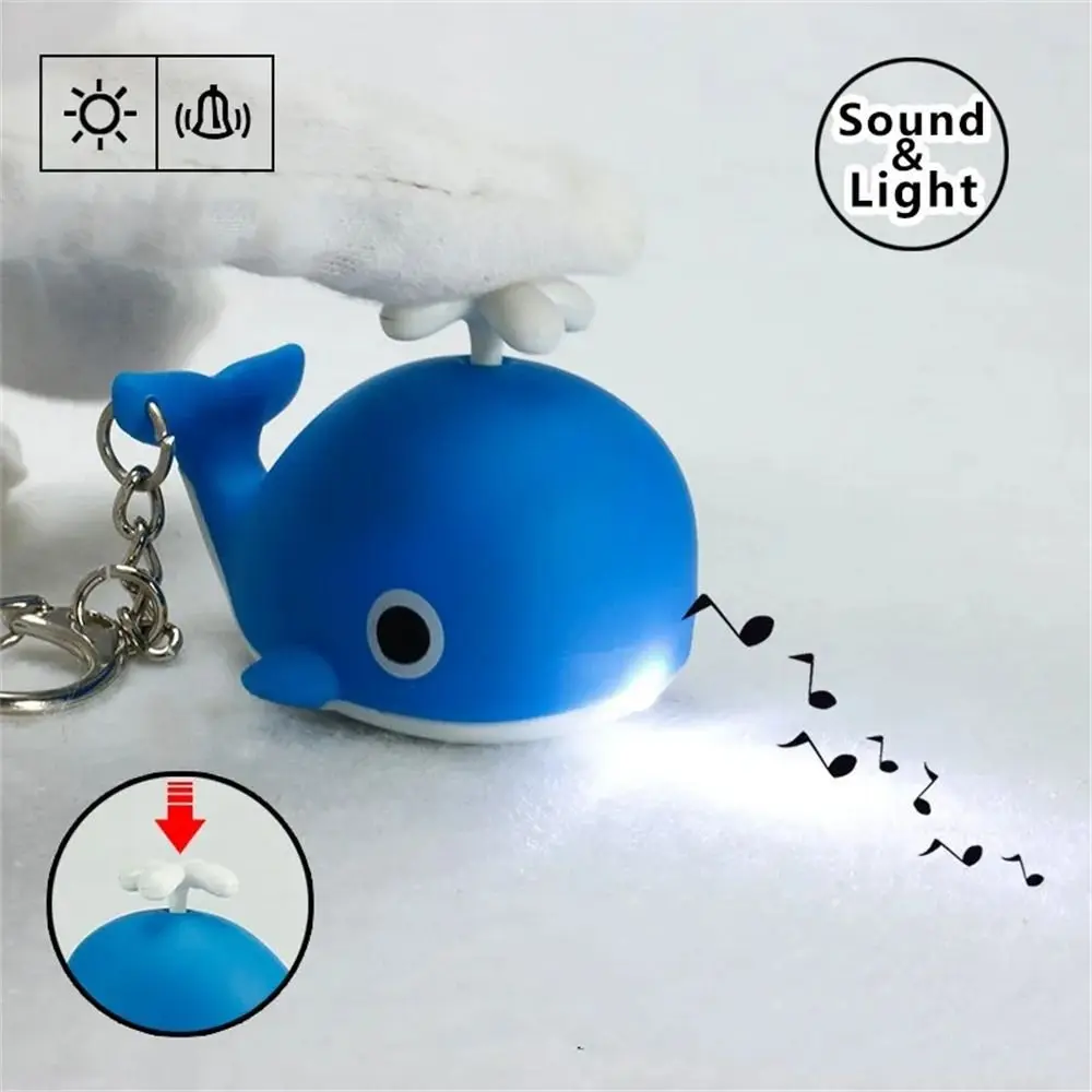 Jewelry Sounds Light Sea Whale Keychain with Sound Luminous LED Whale Keyring Flashlight Cartoon Animal LED Keychain Kids Toys