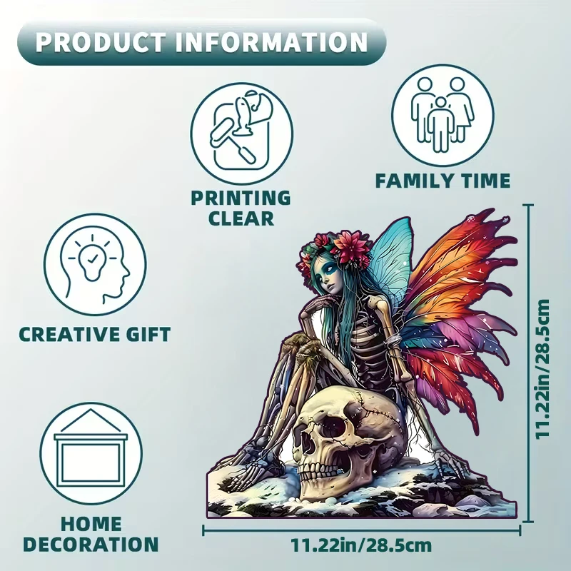 Skeleton Queen Wooden Puzzle for Adults, Unique Shaped Pieces, Exquisite Gift Box, Brain Exercise, Room Decor, Holiday Gifts