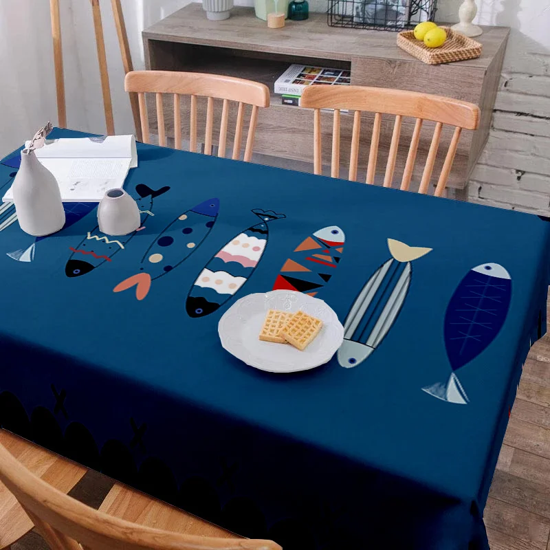 1pc Bohemian Sardine Pattern Tablecloth, Polyester Tablecloth, Rectangular Table Runner, Suitable for Indoor and Outdoor Use
